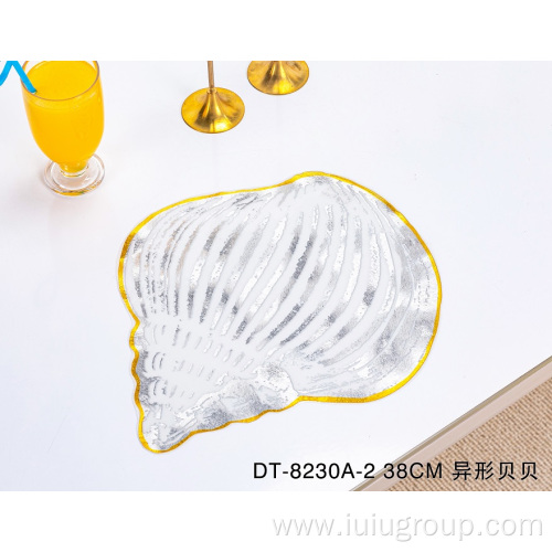 Sea Shell Shape Irregular Gold Kid's Plastic Placemats